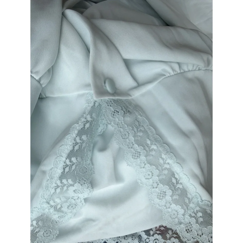 3 Vintage Shadowline Embroidered Robes Peignoir Medium Button Front Nylon